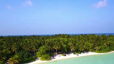 Drone Flying Over The Ocean And Island With Palm Trees In Maldives Indian Ocean Stock Footage 199097377