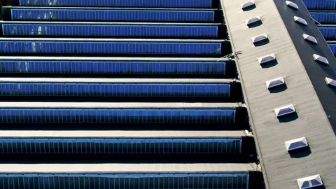 Drone flying over old, characteristic, patterned factory roof, drone stock fo Stock Footage 138694232