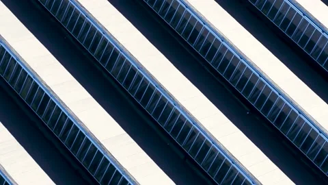 Drone flying over old, characteristic, patterned factory roof, drone stock fo Stock Footage 138694453