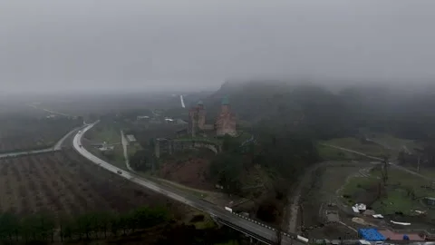 Drone flying over old Orthodox Gremi church in Kakheti region, Georgia 스톡 동영상 227373153