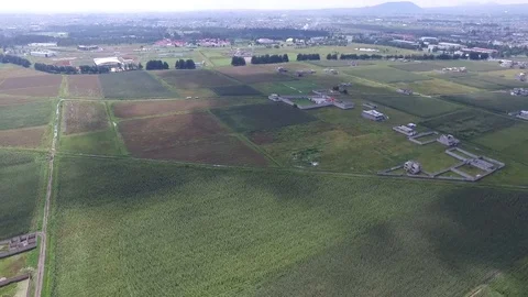 Drone flying over an open field Stock Footage 91592121