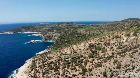 Drone flying over over turquoise sea water Stock Footage 117424669