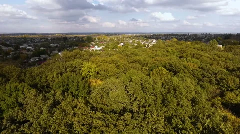 Drone flying over the park for which the residential area 스톡 동영상 68617854