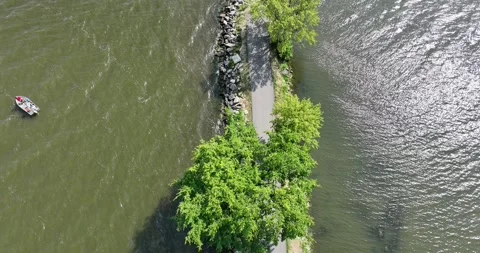 Drone flying over peninsula while titing down Video stock 246566655