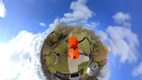 Drone flying over planet earth in super wide fisheye perspective Stock Footage 151431624