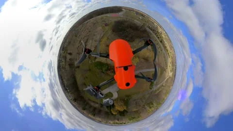 Drone flying over planet earth in super wide fisheye perspective. Stock Footage 151431752