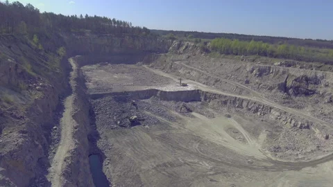 Drone flying over a quarry (open development) Video stock 131380544