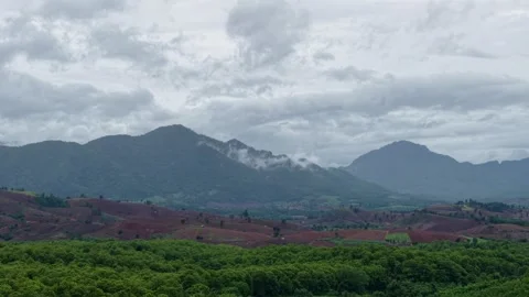 Drone Flying Over Rain-Soaked Countryside Stock Footage 310513404