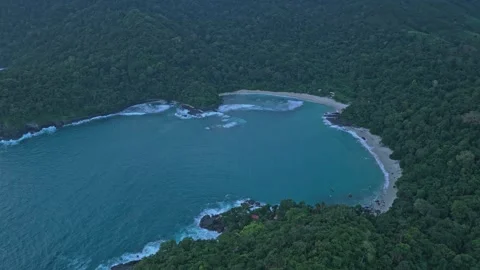 Drone flying over red island tropical beach in java Stock Footage 328920176