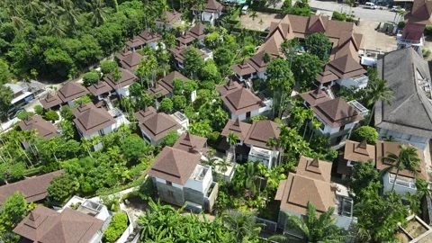 Drone flying over a resort Stock Footage 194387782