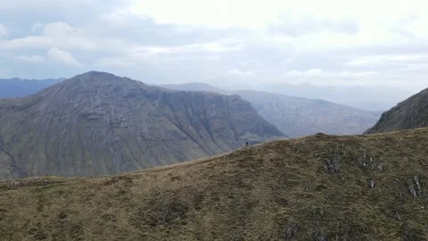 Drone Flying over Ridge Line on Buachaille Etive Mor in the Scottish Highlands Stock Footage 201389401