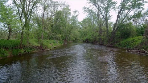 Drone Flying Over A River 4k Video stock 126860704