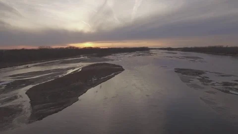 Drone Flying Over River Ascending Raw Stock Footage 78882714
