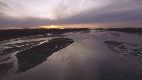 Drone Flying Over River Ascending Stock Footage 78882715