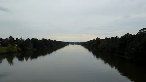 Drone flying over a river Stock Footage