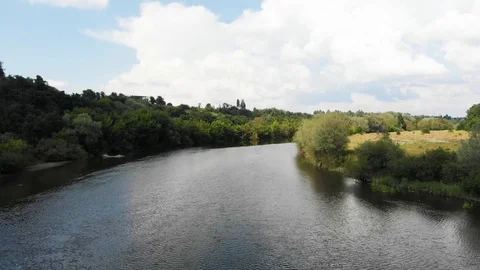 Drone Flying Over River Video stock 111734384