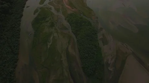 Drone Flying Over River Tilting Up Stock Footage 78885480