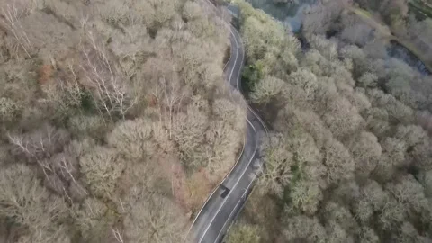 Drone Flying Over Road Stock Footage 150240214