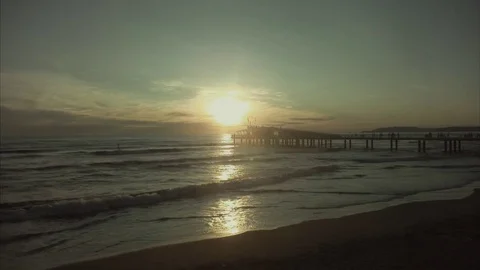 Drone flying over sea at sunset, Stock Footage 79879816