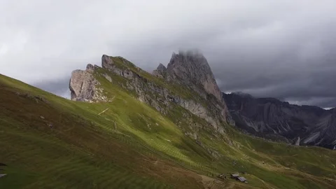 Drone flying over seceda Stock Footage 210230197