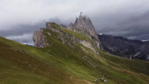 Drone flying over seceda Stock Footage 210230233