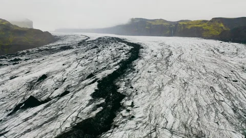 Drone flying over Skaftafell glacier. Stock Footage 251828860