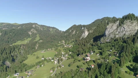 Drone Is Flying Over The Small Cosy Village In The Austria Mountains Stock Footage 266794059