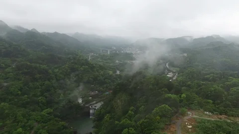 Drone flying over a small mountain village Stock Footage 85814169