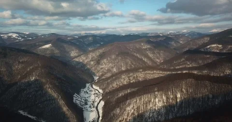 Drone Flying Over A Small Town Stock Footage 125040027