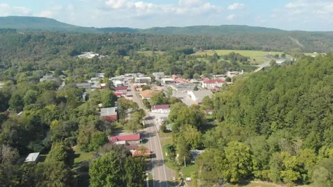 Drone Flying Over Small Town Stock-Footage 140899841