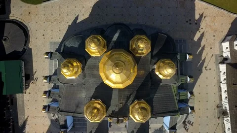 Drone flying over St. Michael's Golden-Domed Monastery in Kiev, Ukraine Stock Footage 114677147
