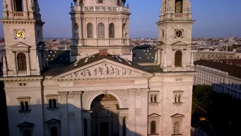 Drone flying over St. Stephen's Basilica, Budapest Hungary Stock Footage 114668794