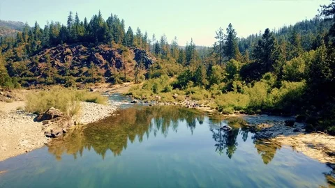 Drone Flying Over Stream of Water 4K Stock Footage 81246862