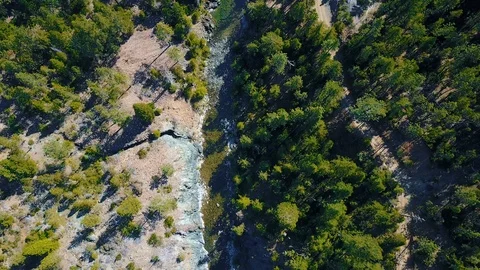 Drone Flying Over Stream of Water and Woods 4k Stock Footage 87095692