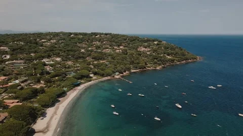 Drone flying over the summer beach of Saint Tropez. Video stock 306149299