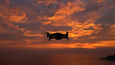 Drone flying over sunset colorful sky with cloud Stock Footage 112557052