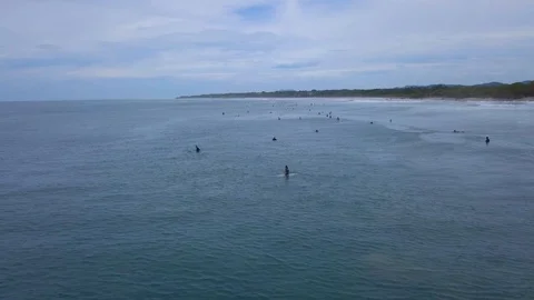 Drone Flying Over the Surf Lineup in Playa Avellanas Costa Rica in 4k Stock Footage 93872529