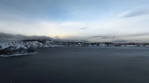 Drone flying over the surface of caldera volcanic lake, Crater Lake, Oregon, USA Stock Footage 185246801