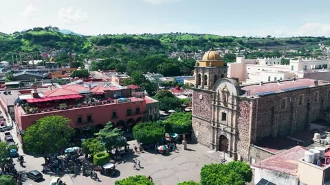 Drone Flying over Tequila Square, Mexico Stock Footage 285261439