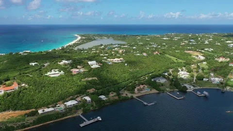 Drone flying over Terres Basses, St. Martin Stock Footage 273167365