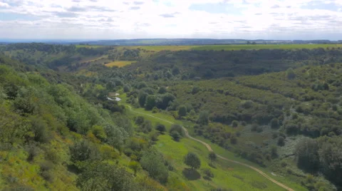 Drone flying over a track on the Yorkshire Moors, UK Stock Footage 59864846