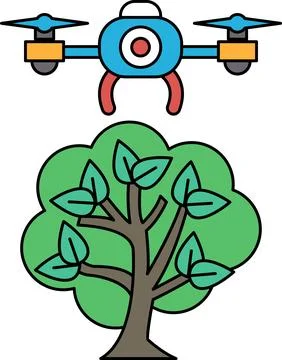 A drone is flying over a tree Ilustração Stock