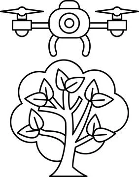 A drone is flying over a tree Ilustração Stock