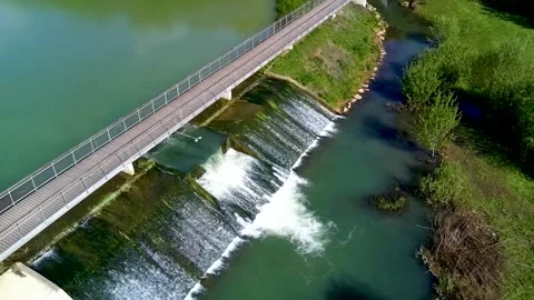 Drone flying over Val de Briey, aerial view of the Sangsue lake, Meurthe-et.. Stock Footage 273334742