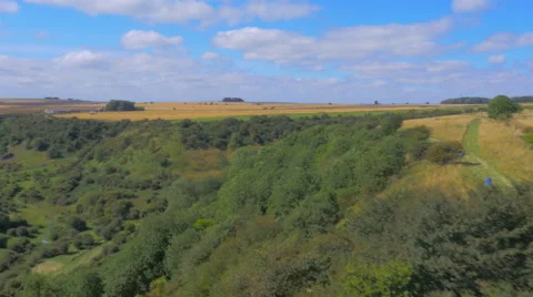 Drone flying over a valley on the Yorkshire Moors, UK Stock-Footage 59864849