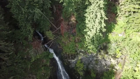 Drone flying over a waterfall 4k beautiful wildlife landscape Stock Footage 137921017