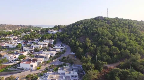 Drone flying over white summer houses. Stock Footage 52661673
