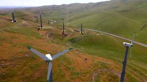 Drone Flying Over Windmills Stock Footage 273268213