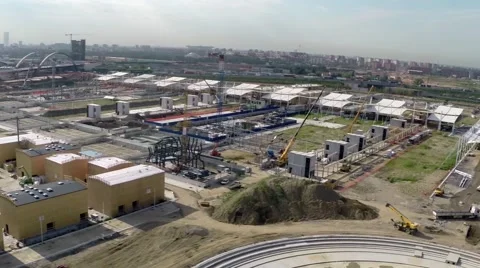 Drone flying over the yard Expo 2015-2 Stock Footage 41847111