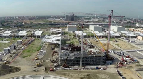Drone flying over the yard Expo 2015-3 Stock Footage 41879783